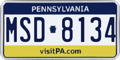 PA license plate MSD8134
