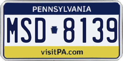 PA license plate MSD8139