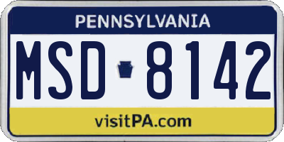 PA license plate MSD8142