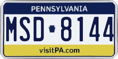 PA license plate MSD8144