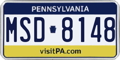 PA license plate MSD8148