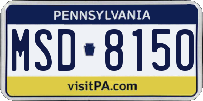 PA license plate MSD8150