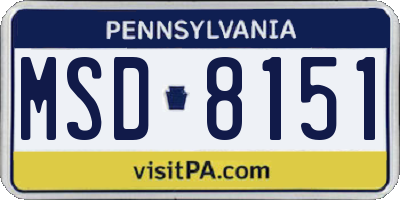 PA license plate MSD8151