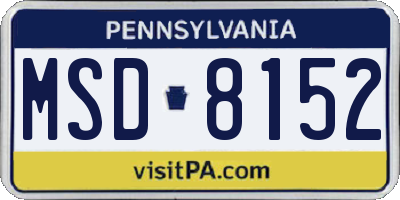 PA license plate MSD8152