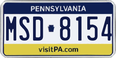 PA license plate MSD8154