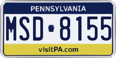 PA license plate MSD8155