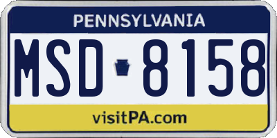 PA license plate MSD8158