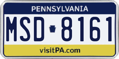 PA license plate MSD8161
