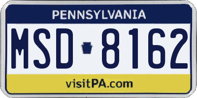 PA license plate MSD8162