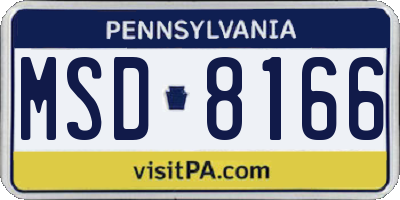 PA license plate MSD8166