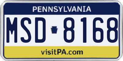 PA license plate MSD8168