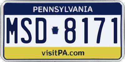PA license plate MSD8171