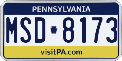 PA license plate MSD8173