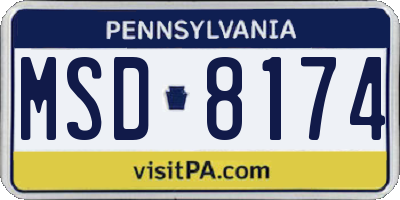 PA license plate MSD8174