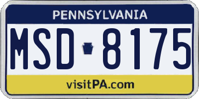PA license plate MSD8175