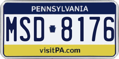PA license plate MSD8176