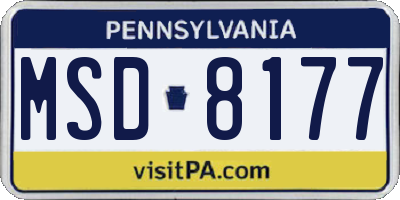 PA license plate MSD8177
