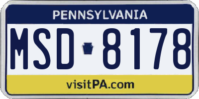 PA license plate MSD8178