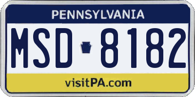 PA license plate MSD8182