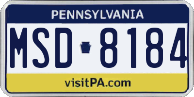 PA license plate MSD8184