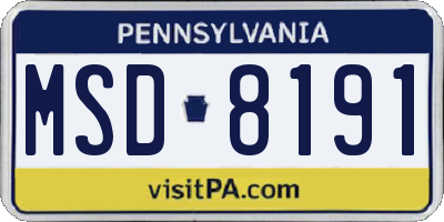 PA license plate MSD8191
