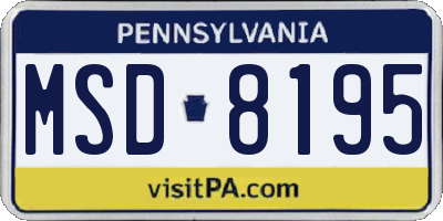 PA license plate MSD8195