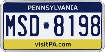 PA license plate MSD8198