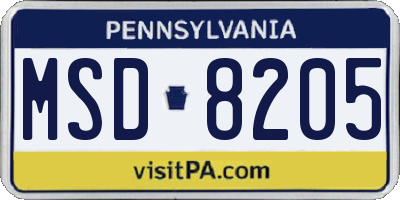 PA license plate MSD8205