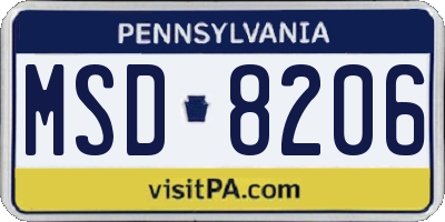 PA license plate MSD8206