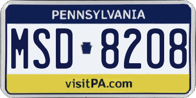 PA license plate MSD8208