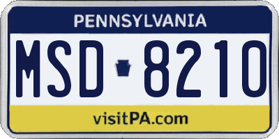 PA license plate MSD8210