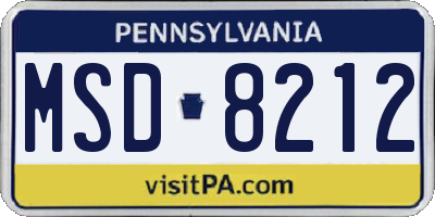 PA license plate MSD8212
