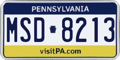 PA license plate MSD8213
