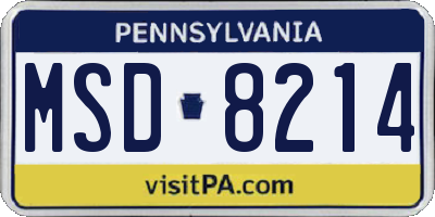 PA license plate MSD8214