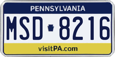 PA license plate MSD8216