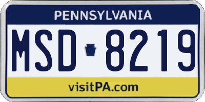 PA license plate MSD8219