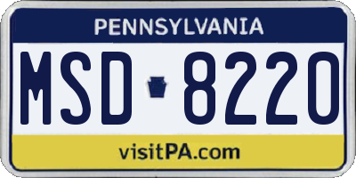 PA license plate MSD8220