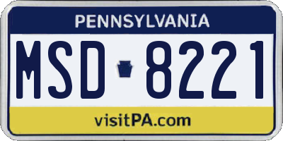 PA license plate MSD8221