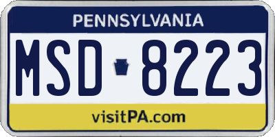 PA license plate MSD8223