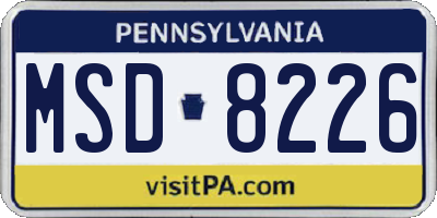 PA license plate MSD8226