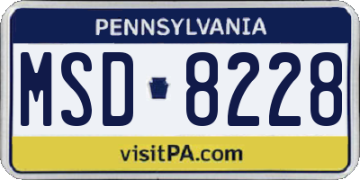 PA license plate MSD8228
