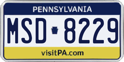 PA license plate MSD8229