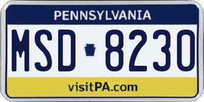 PA license plate MSD8230