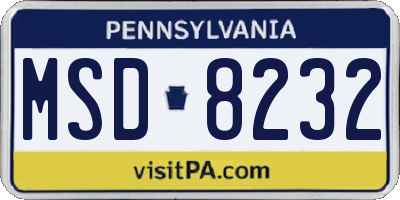 PA license plate MSD8232