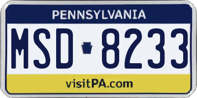 PA license plate MSD8233