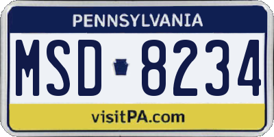 PA license plate MSD8234