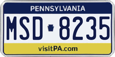 PA license plate MSD8235