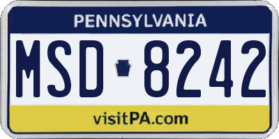 PA license plate MSD8242