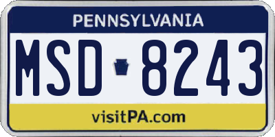 PA license plate MSD8243