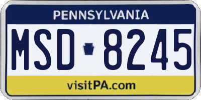PA license plate MSD8245